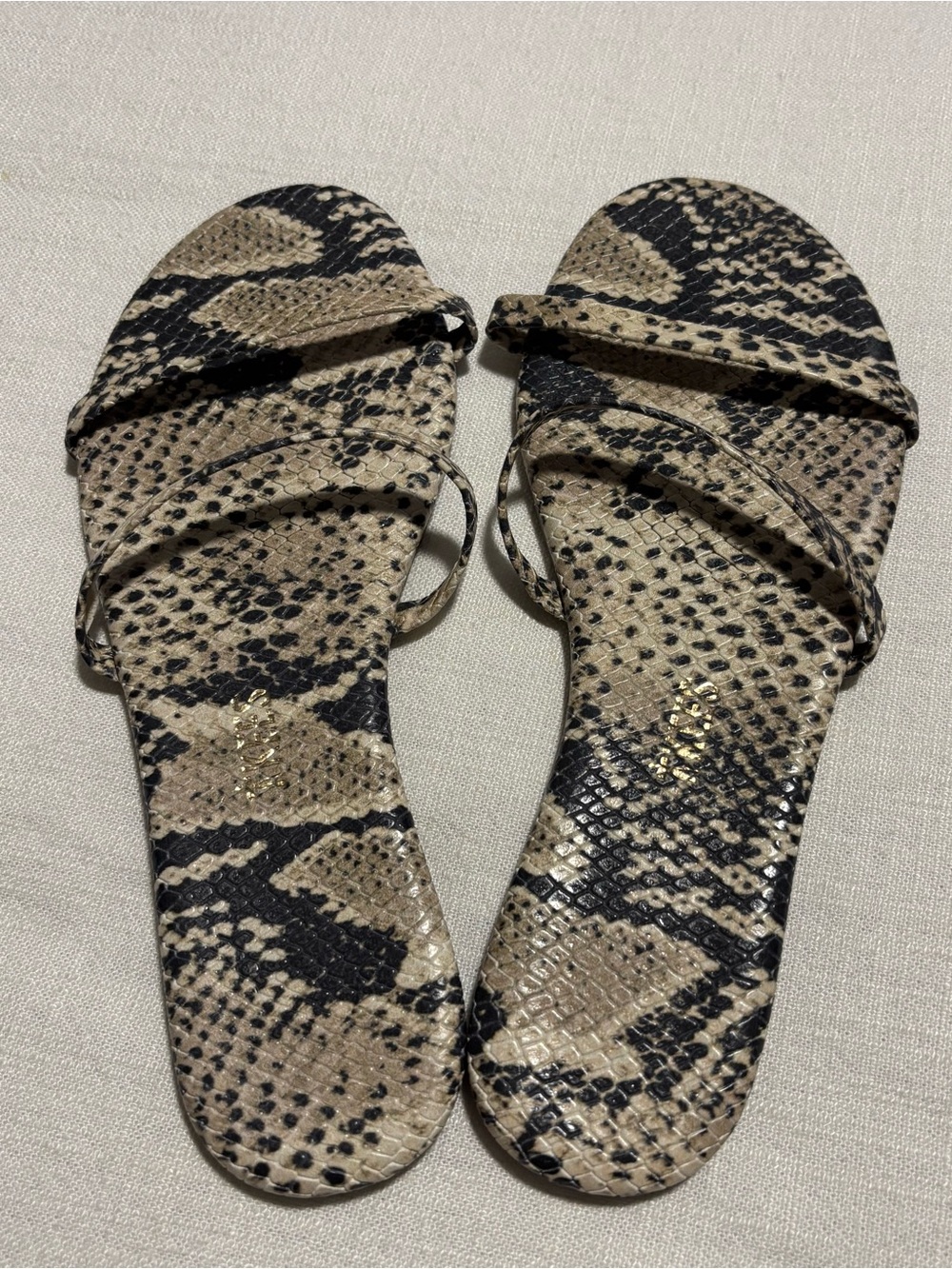 TKEES Gemma Snakeskin Sandals | Size 6